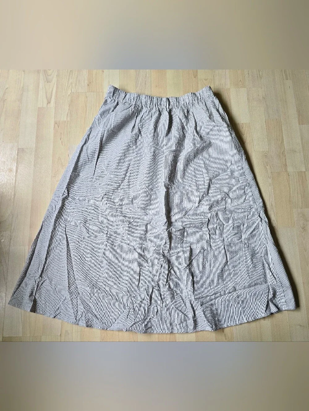 Eileen Fishwer 100% Organic Cotton Puckered Stripe Skirt Size Large
